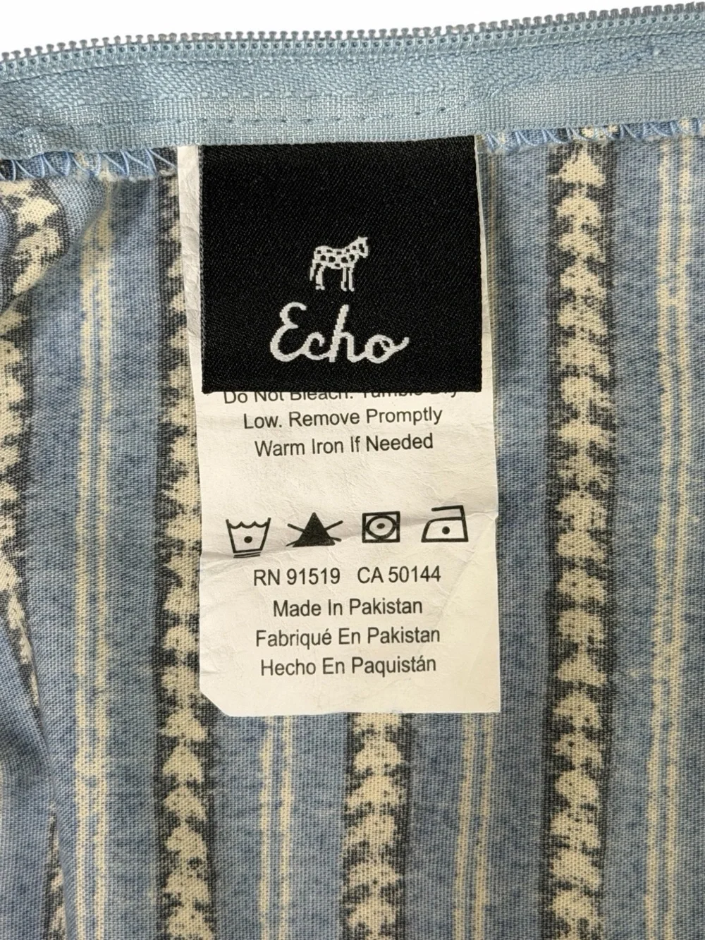 Echo Design Blue Floral - Stripe Two Side Zip Cotton Pillow Shams 26